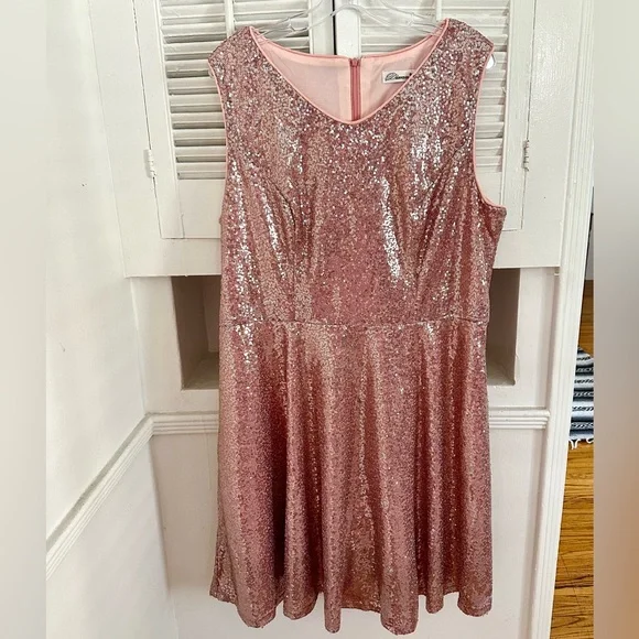 NWOT Pink Sequin A-Line Sleeveless Cocktail Party Dress - Size XXL - Picture 1 of 4